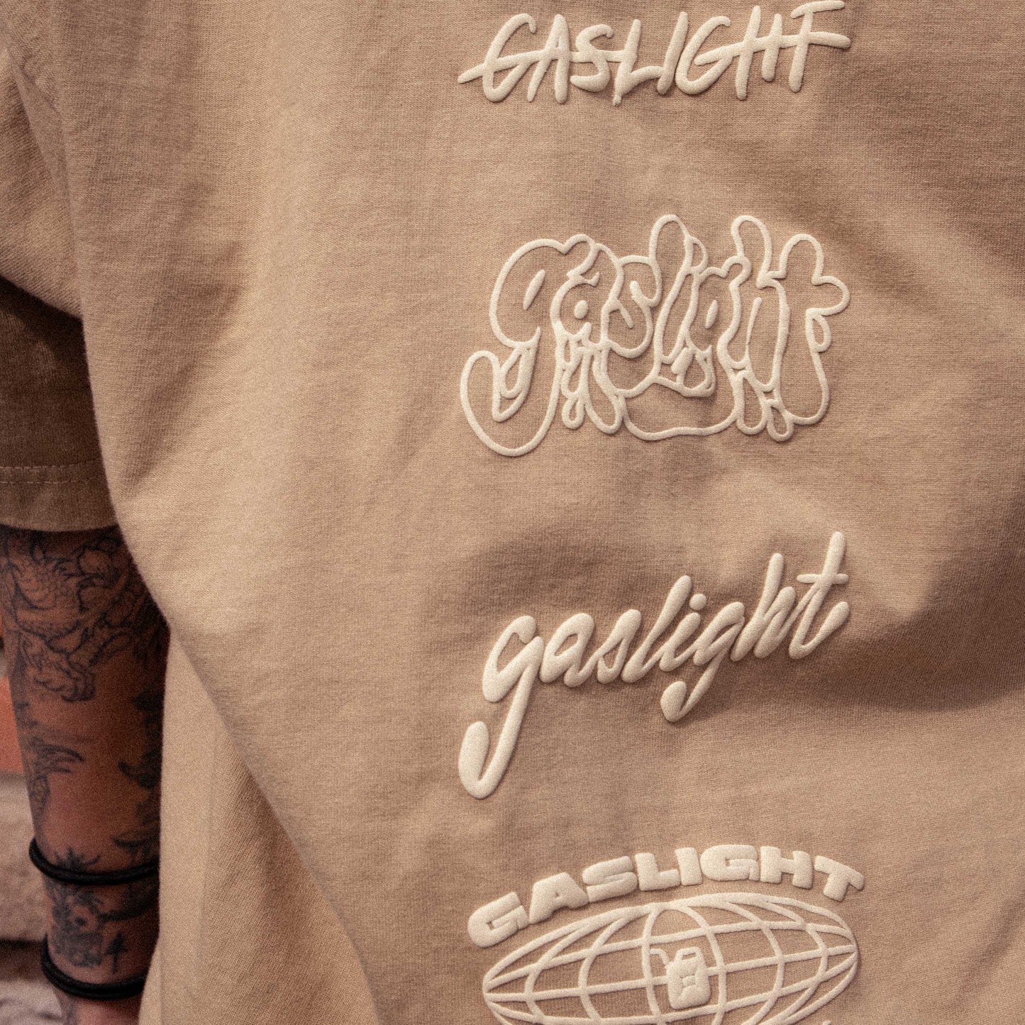 "GASLIGHT GASLIGHT GASLIGHT" T-shirt- Stone